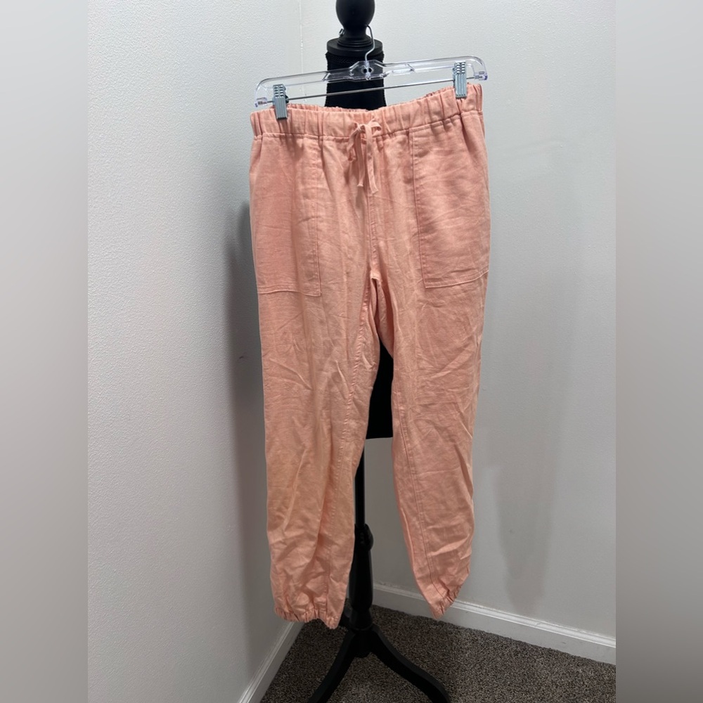 Love Tree linen blend peachy colored pants, size large.